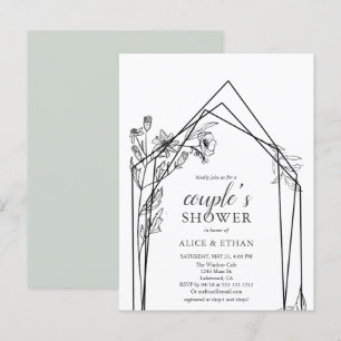 Budget Boho Flowers Geometric Couple Shower Invita Uitnodiging Briefkaart