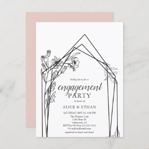Budget Boho Flowers Geometric Engagement Party Uitnodiging Briefkaart
