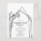 Budget Boho Flowers Geometric Engagement Party Uitnodiging Briefkaart (Voorkant)