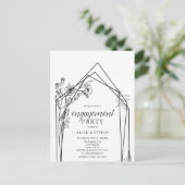 Budget Boho Flowers Geometric Engagement Party Uitnodiging Briefkaart (Staand voorkant)