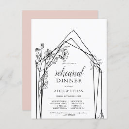Budget Boho Flowers Geometric Rehearsal Dinner Inv Uitnodiging Briefkaart