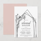 Budget Boho Flowers Geometric Rehearsal Dinner Inv Uitnodiging Briefkaart (Voorkant / Achterkant)