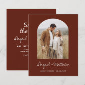 Budget Boho Foto Boog Save The Date Uitnodiging (Voorkant / Achterkant)