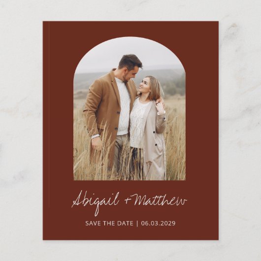 Budget Boho Foto Boog Save The Date Uitnodiging (Voorkant)