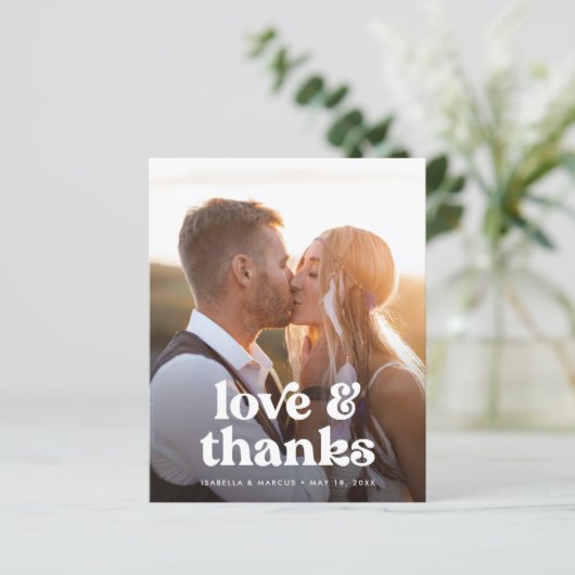 Budget Boho Foto Bruiloft Dank u Kaart (Staand voorkant)