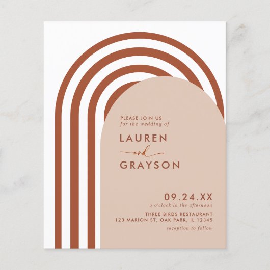 Budget Boho foto gebrand Sinaasappel bruiloft uitn (Voorkant)