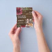 Budget Boho FOX Burgundy Floral All-in-1 Wedding Flyer (Hand)