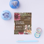 Budget Boho FOX Burgundy Floral All-in-1 Wedding Flyer (Enkel)
