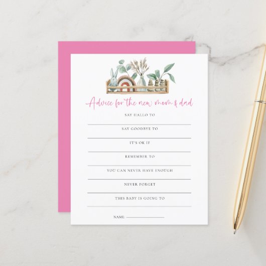 Budget Boho Game Advice Nieuw Baby shower mama pap (Voorkant / Achterkant in situ)