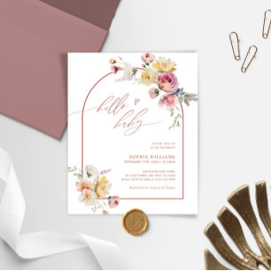 Budget Boho Garden Roos Baby shower Uitnodiging