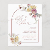 Budget Boho Garden Roos Baby shower Uitnodiging (Voorkant)