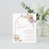 Budget Boho Garden Roos Dedication Invitation (Staand voorkant)