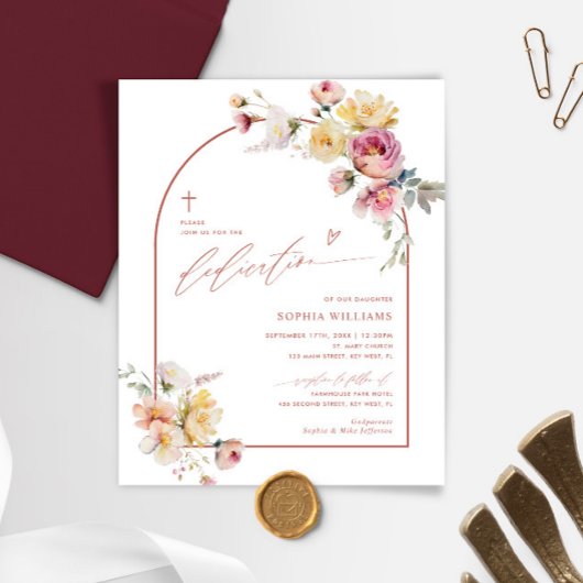Budget Boho Garden Roos Dedication Invitation