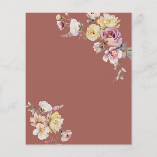 Budget Boho Garden Roos Doopuitnodiging (Achterkant)