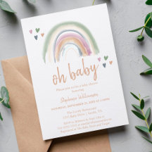 Budget Boho  Gedempte Regenboog Baby Shower Uitnod