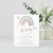 Budget Boho Gedempte Regenboog Baby Shower Uitnod (Staand voorkant)