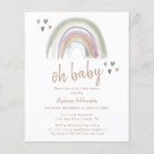 Budget Boho Gedempte Regenboog Baby Shower Uitnod (Voorkant)