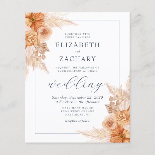 Budget Boho Gedroogde Bloemen Marine Blauw Bruilof (Voorkant)