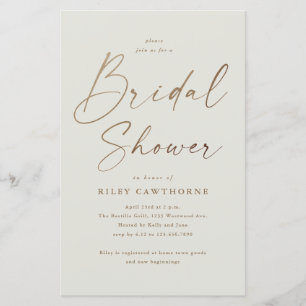 Budget Boho Gold Script Bridal Shower Uitnodiging
