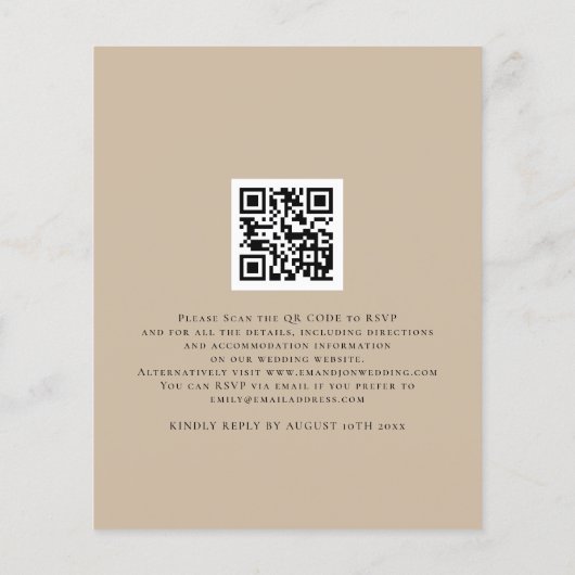 Budget Boho Grass Beige QR Code Wedding Invitation (Achterkant)