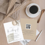 Budget Boho Grass Beige QR Code Wedding Invitation<br><div class="desc">A value for money BUDGET alternatief: je leek size 4.5 x 5.6" semi-gloss 110lbs weight, which is of similar thickness to a postcard (however is not follow up to use as a postcard). PLEASE NOTE there is ONE nodigt per sheet Modern Boho Grass Beige QR Code Wedding Invitation uit. Add...</div>