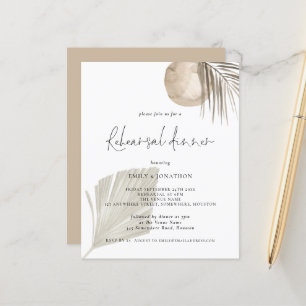 Budget Boho Grass Beige Rehearsal Dinner Invite