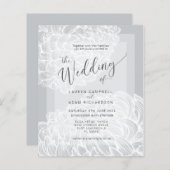 Budget Boho Gray & White Floral Wedding Invitation (Voorkant / Achterkant)