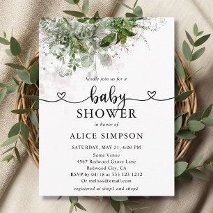 Budget Boho Greenery Baby shower Uitnodiging Briefkaart