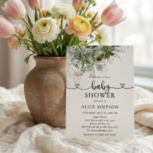 Budget Boho Greenery Heart Script Vrijgezellenfees Uitnodiging Briefkaart