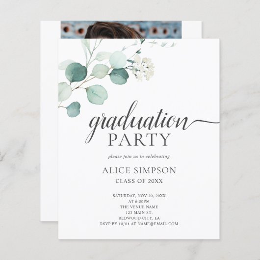 Budget Boho Greenery Leaves Graduation Party (Voorkant / Achterkant)