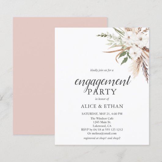 Budget Boho Greenery Pampa Grass Engagement Party (Voorkant / Achterkant)