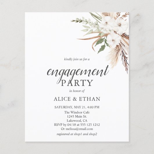 Budget Boho Greenery Pampa Grass Engagement Party (Voorkant)