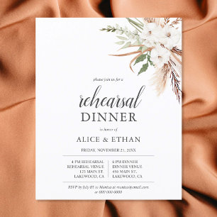 Budget Boho Greenery Pampa Grass Rehearsal Dinner