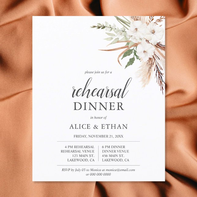 Budget Boho Greenery Pampa Grass Rehearsal Dinner (Creator heeft geüpload)