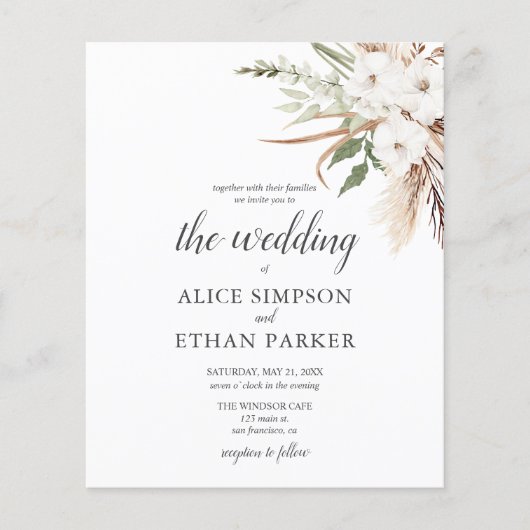 Budget Boho Greenery Pampa Grass Wedding (Voorkant)