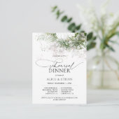 Budget Boho Greenery Script Rehearsal Dinner Uitnodiging Briefkaart (Staand voorkant)