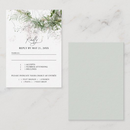 Budget Boho Greenery Wedding RSVP Notitiekaartje (Voorkant / Achterkant)