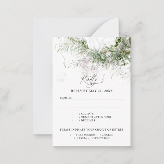 Budget Boho Greenery Wedding RSVP Notitiekaartje (Voorkant)