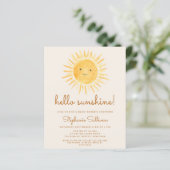 Budget Boho Hallo Sunshine Baby shower Uitnodiging (Staand voorkant)
