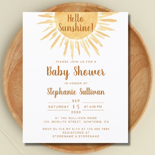 Budget Boho Hallo Sunshine Baby shower Uitnodiging