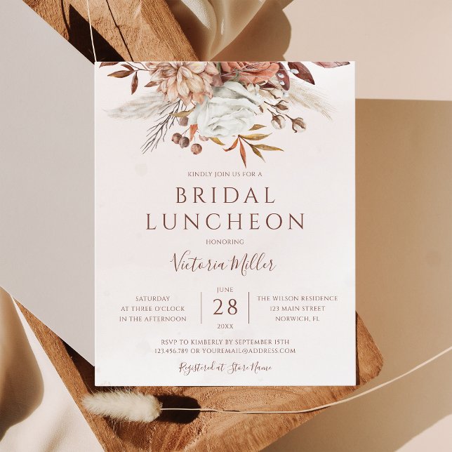 Budget Boho Herfst Bloem Bruiloft Luncheon Uitnodi (Creator heeft geüpload)