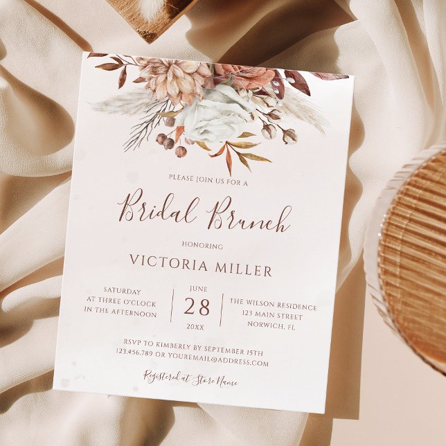 Budget Boho Herfst Bloemige Bruiloft Brunch Uitnod (Creator heeft geüpload)