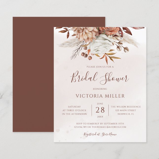 Budget Boho Herfst Floral Bridal Shower (Voorkant / Achterkant)