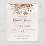 Budget Boho Herfst Floral Bridal Shower<br><div class="desc">Een moderne bohemen-budgetbruid-doucheuitnodiging met waterverf bloemen en valbladeren in oorrijke tinten zoals roestbruin,  verbrand sinaasappel en terracotta. Ideale keuze voor herfstbruiloften.</div>