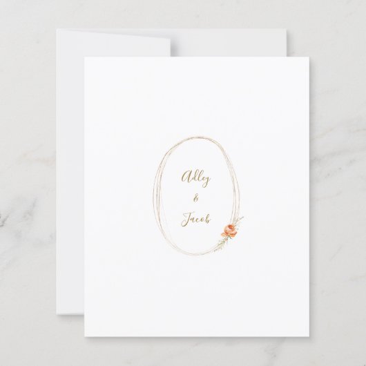 Budget Boho Herfst Floral Oranje Weddenschap (Achterkant)