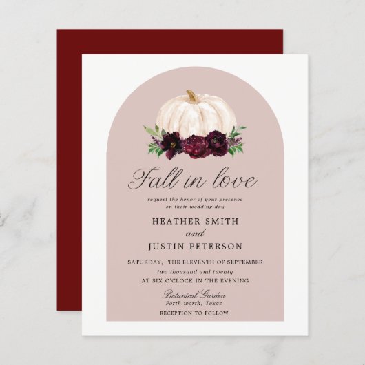 Budget Boho Herfst in Love Floral Pumpkin Wedding (Voorkant / Achterkant)