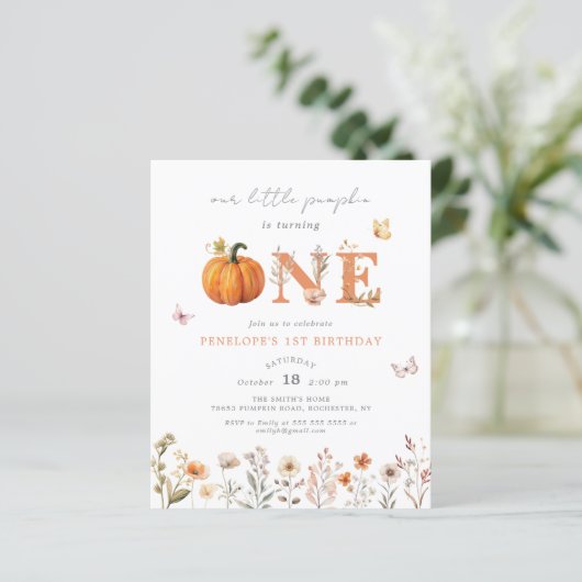 Budget Boho Herfst Pompoen Wildflower 1e verjaarda (Staand voorkant)