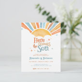 Budget Boho Hier Komt de Zoon Baby Shower (Staand voorkant)