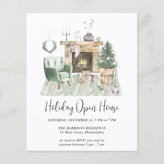 Budget Boho Holiday Open House Uitnodiging (Voorkant)