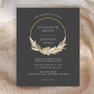 Budget Boho Hoop Pampas Grass Dark Wedding Invite